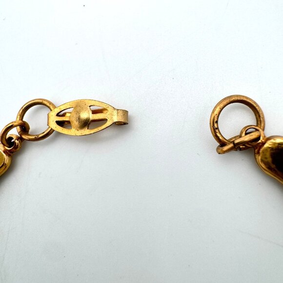 Brass Art Nouveau Revival Link Necklace Mid-Century Vintage 1970s Design 15" - Picture 7 of 8